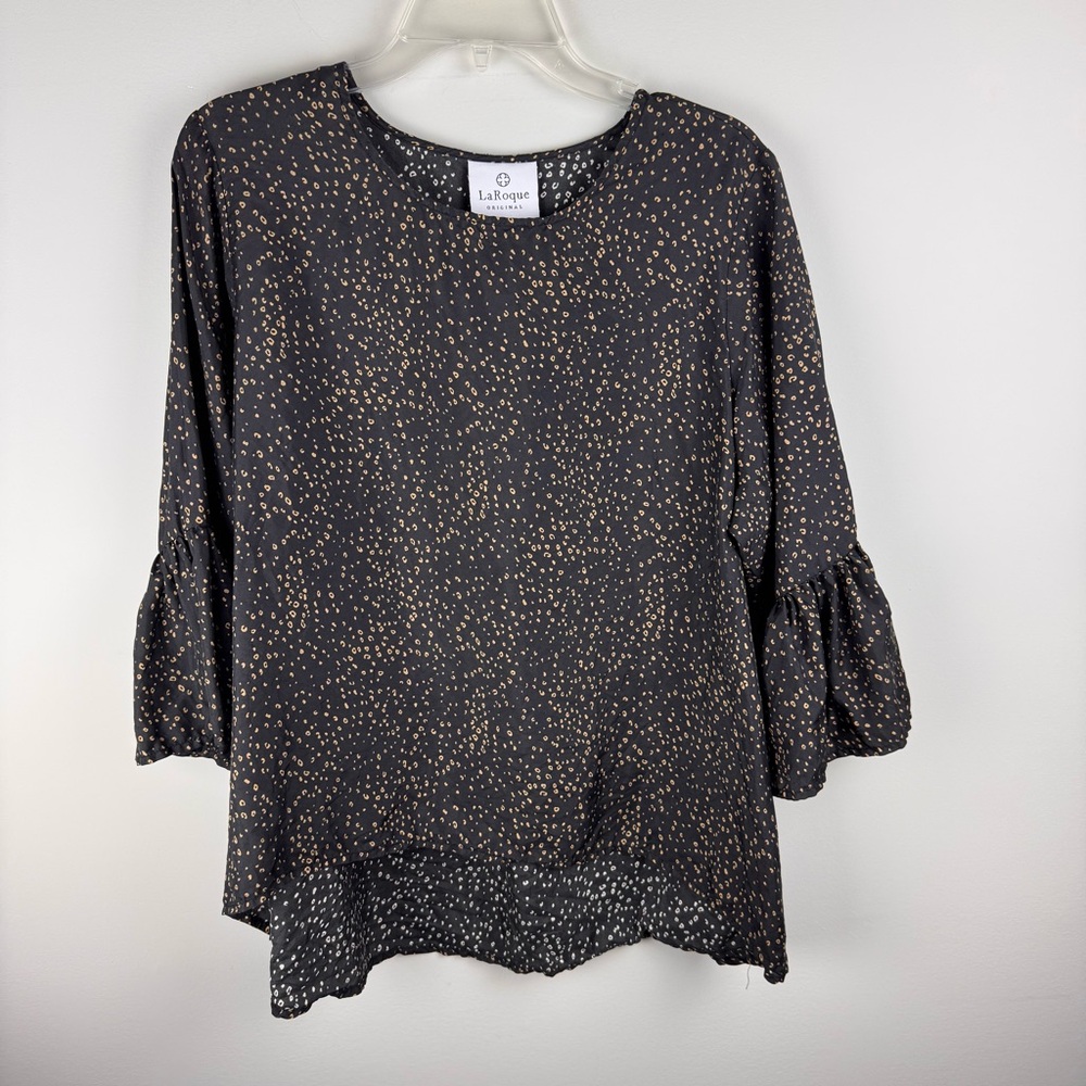 LaRoque Original Sz OS Black & Gold V Neck Tunic 100% Silk Luxury‎ - Picture 12 of 12